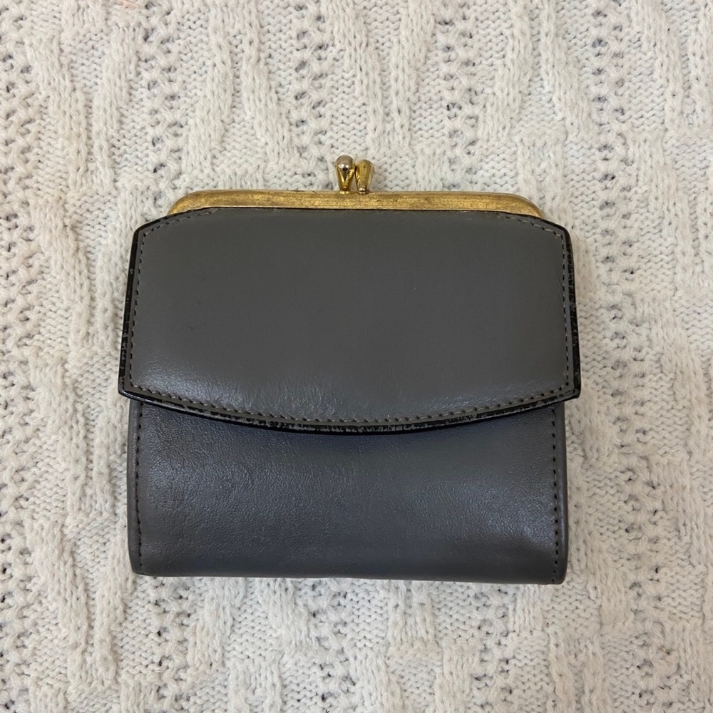 Vintage, Princess Gardner, Gray Genuine Leather Compact Wallet